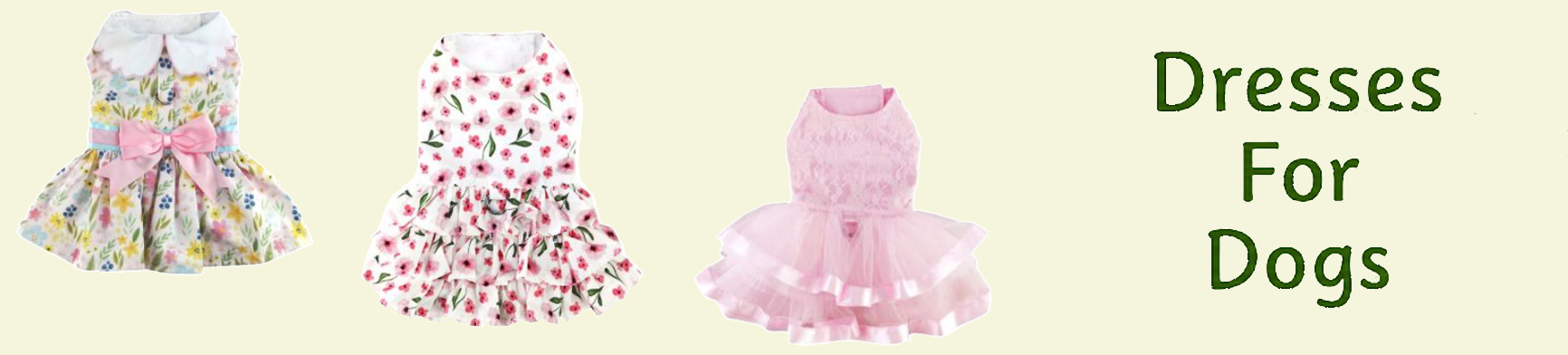 Three beautiful examples of Dresses For Dogs.