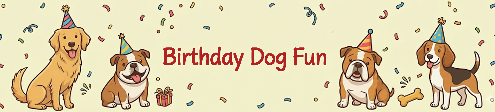 A gleeful birthday celebration enjoyed by four pups!