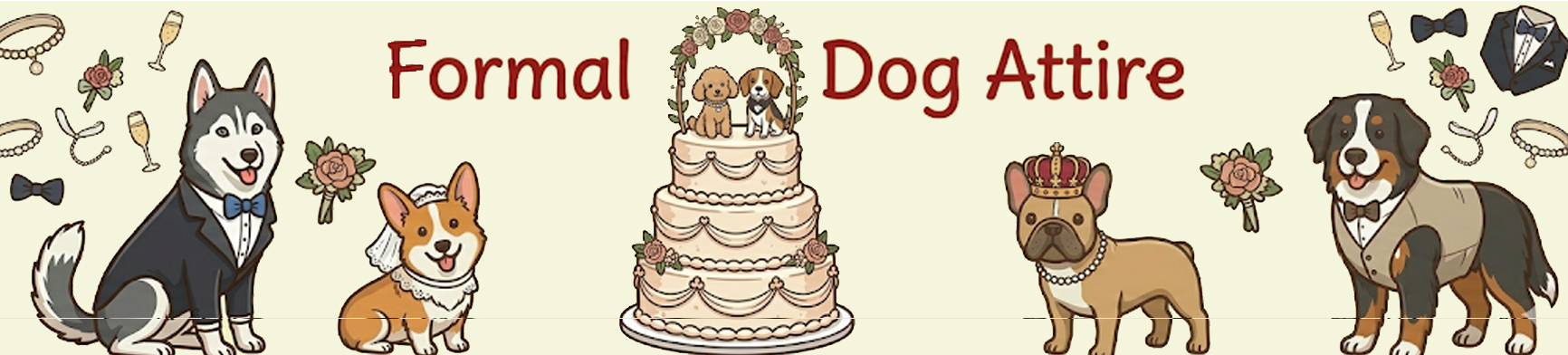 Some pups attending a formal get together.