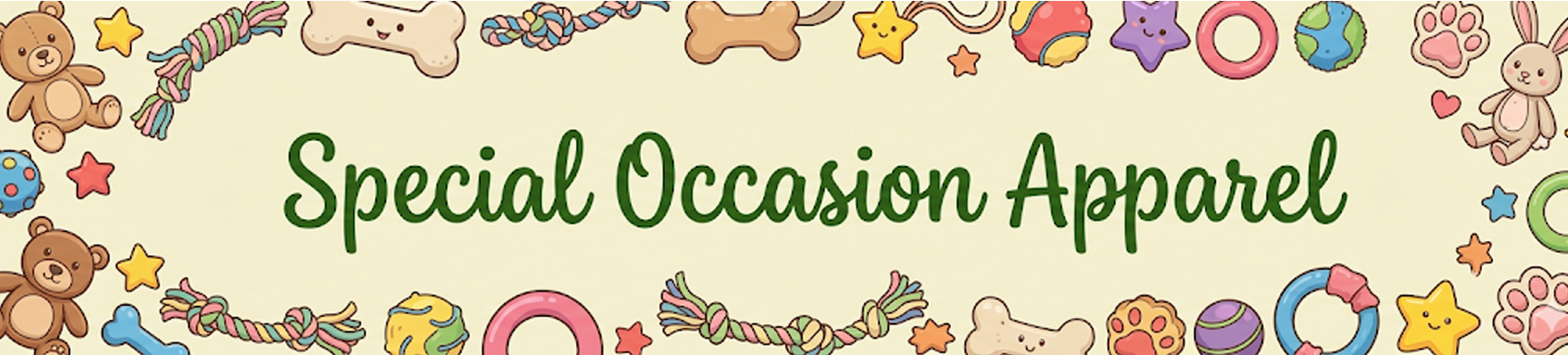 A frame of dog products that could be needed for a special occasion.