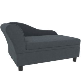 Dark Gray Tufted Velvet Luxury Pet Sofa Dog Bed with 23L Hidden Storage Arched Arm Wooden Frame CCS