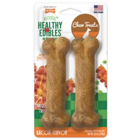 Nylabone Healthy Edibles Longer Lasting Bacon Wolf 2 pk Wholesome Crunchy Baked Long Lasting