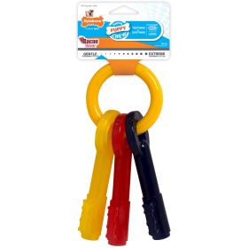 Nylabone Puppy Teething Keys Large Textured Flexible Plastic Relief Gentle Gum Chew Toy Multicolored