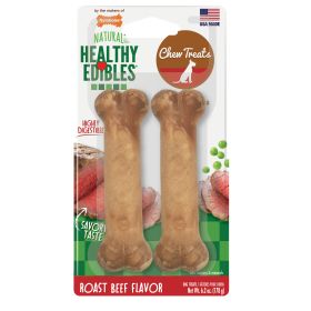 Nylabone Healthy Edibles Longer Lasting Roast Beef Wolf 2 pk Wholesome Crunchy Baked Long Lasting Chew
