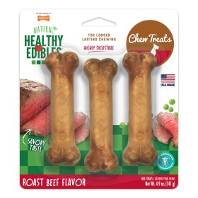 Nylabone Healthy Edibles Longer Lasting Roast Beef Regular 3 pk Wholesome Crunchy Baked Long Lasting