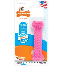 Nylabone Puppy Chew Teething Soft Bone Chicken Petite Pink Gentle Flexible Teething Toy Product