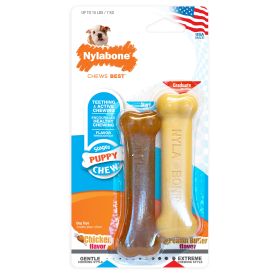 Nylabone Puppy Twin Pack Peanut Butter and Chicken Petite Gentle Teething Chewing Toy Pack Product