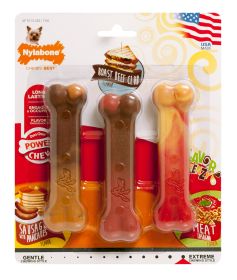 Nylabone Flavor Frenzy Pancakes & Sausage Roast Beef Club & Lasagna Petite 3 pk Durable Chew Toy Pack