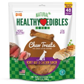 Nylabone Healthy Edibles AllNatural Long Lasting Roast Beef and Chicken Chew Treats XS Petite 48 ct Snacks