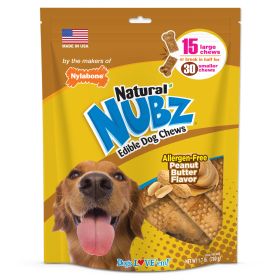 Nylabone Nubz Peanut Butter Large 15ct Highly Digestible Long Lasting Dental Chew Snacks Flavor Infused