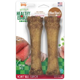 Nylabone Healthy Edibles Roast Beef Flavor Dog Chew Treat X-Large Souper 2ct Highly Digestible Long Snack