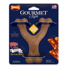Nylabone Gourmet Style Strong Chew Wishbone Dog Chew Toy Bacon Small/Regular Durable Chewing Toy