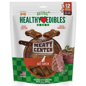 Nylabone Natural Healthy Edibles Meaty Center Dog Treats Beef Small 12 ct Wholesome Crunchy Baked Snack