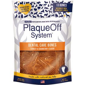 Proden Dog Plaqueoff Bone Turkey 17oz. Seaweed Kelp Breath Freshener Tartar Control Long Lasting Chew