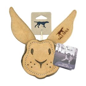 Tall Tails Dog Scrappy Critter Leather Rabbit 4 Inches Durable Reinforced Leather Minimal Mess Squeaker Toy