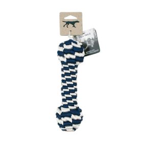 Tall Tails Braided Bone Navy 9 Inches Durable Cotton Fabric Interactive Tug Fetch Play Chew Toy Dark