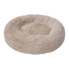 Tall Tails Dog Cuddle Bed Khaki 30 Inches Plush Comfortable Round Sleep Sanctuary Bolster Nesting Bed