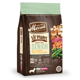 Merrick Lil Plates Grain Free Senior Real Chicken Sweet Potato Recipe Mature Small Kibble Formula 4 Lbs