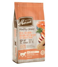 Merrick Dog Grain Salmon And Brown Rice Marine Protein Wholesome Grains Omega Rich Formula 4Lb