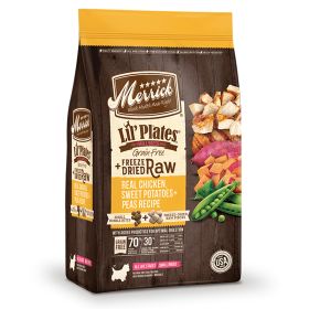 Merrick Dog Freeze-Dried Lil Plates Grain Free Chicken Sweet Potato Raw Coated Small Kibble Recipe 4Lb