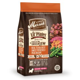 Merrick Dog Freeze-Dried Lil Plates Grain Free Beef Sweet Potato Raw Coated Small Kibble Recipe 4Lb