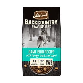 Merrick Dog Backcountry Grain Free Gamebird Freeze Dried Raw Pieces Novel Protein Nutrient Dense 4Lb