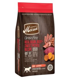 Merrick Dog Grain Free Bison Beef And Sweet Potato Novel Protein Nutrient Dense Recipe Muscle Support 4Lb
