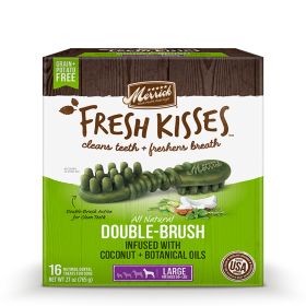 Merrick Fresh Kisses Mint Breath Strips For Large Dogs 70 Lbs 30oz. Breath Freshener Dental Treats