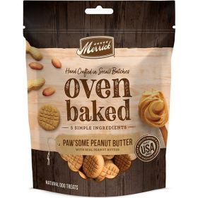 Merrick Dog Oven Baked Pawsome Peanut Butter Crunchy Biscuit Wholesome Snack Treat 11oz Case Of 6