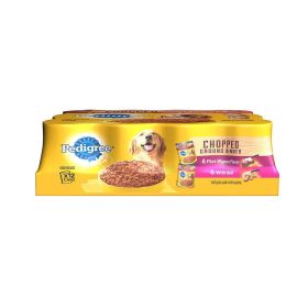 Pedigree Chopped Ground Dinner Adult Wet Dog Food Variety Pack Filet Mignon Beef Nutrient Rich 13.2oz 12pk