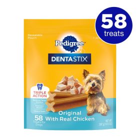 Pedigree Dentastix Original Flavor Chicken Mini Dental Treats Daily Tartar Control Chewy Snack Bulk Pack 58ct