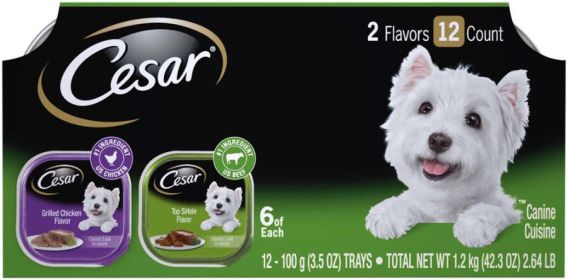 Cesar Classic Loaf in Sauce Adult Wet Dog Food Variety Pack Grilled Chicken Top Sirloin Gourmet 42.3oz