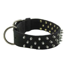 Omni Pet Bravo Nylon Spiked Collar Black Heavy Duty Hardware Edgy Fashion Statement Secure Walking 25in