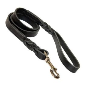 Omni Pet Omnipet Latigo Twist Leather Lead Black 3/4 in x 4 ft Premium Soft Leather Everyday Leash