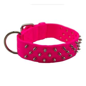Omni Pet Bravo Nylon Spiked Collar Neon Pink Heavy Duty Hardware Edgy Fashion Statement Secure Walking 25in