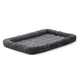 QuietTime Bolster Dog Bed Pearl Gray 22X36in Plush Comfortable Crate Mat Raised Edges Cozy Sleep Sanctuary