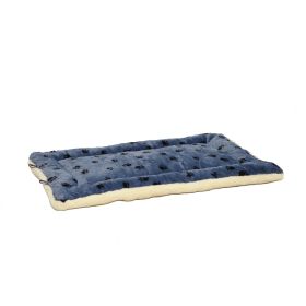 QuietTime Reversible Paw Print Dog Bed Blue Plush Orthopedic Comfort Stylish Home Decor Washable 30x48in
