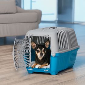 MidWest Spree Travel Dog Carrier Blue 19in Travel Carrier Secure Ventilation Durable Plastic Transport