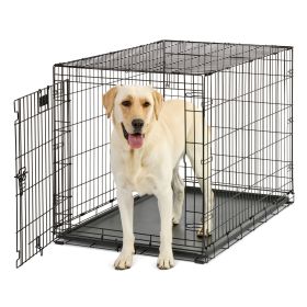 MidWest Contour Single Door Dog Crate 42in Heavy Duty Wire Construction Secure Folding Travel Crate