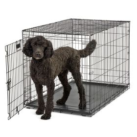 MidWest Contour Single Door Dog Crate 48in Heavy Duty Wire Construction Secure Folding Travel Crate