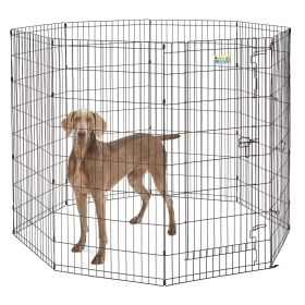 MidWest Contour Exercise Pen with Door Black 48in Heavy Duty Wire Construction Secure Folding Exercise Pen