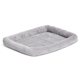 QuietTime Deluxe Diamond Stitch Pet Dog Bed Gray 30in Plush Comfortable Crate Mat Washable Sleep Sanctuary