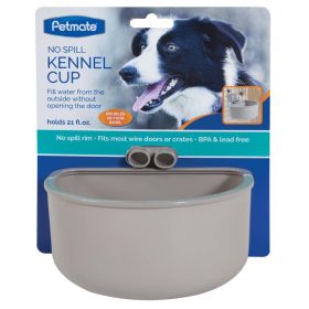 Petmate No Spill Kennel Cup Large Gray Large Heavy Duty Deep Basin Plastic Crate Feeding Bowl Water Dish