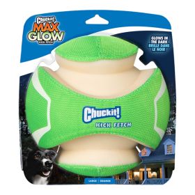 Chuckit! Kick Fetch Dog Toy Max Glow Green/White Large High Visibility Durable Rubber Foam Core Floating Toy