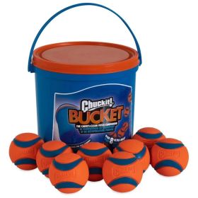 Chuckit Dog Bucket With Ultra Ball Medium 8 Count High Bounce Durable Rubber Active Fetch Toy Bulk Pack
