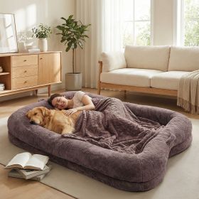 Human Dog Bed Washable Non Slip Bottom Comfortable PetSafe Plush Faux Fur Oversized Lounger Cushion Removable Cover