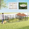 Outdoor Dog Kennel 2 Rooms Adjustable Bowls 13.5' x 9.4' x 5.1' CCS