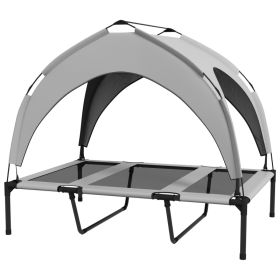 PawHut — Elevated Dog Bed — Canopy Mesh Cooling Portable Outdoor Cot 41.7x29.9x37 Light Gray Large Dogs