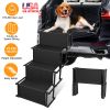 Foldable Dog Ramp 4 Step Collapsible Non-Slip Stairs 176LBS Steel Ladder Straps Tether Clip