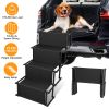Foldable Dog Ramp 4 Step Collapsible Non-Slip Stairs 176LBS Steel Ladder Straps Tether Clip